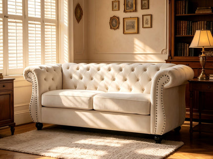 Chesterfield Button Tufted Loveseat With Rolled Arms