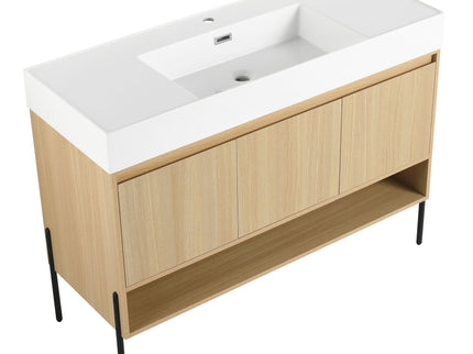 Modern Bathroom Vanity Combo With Single Resin Sink And Storage Cabinet