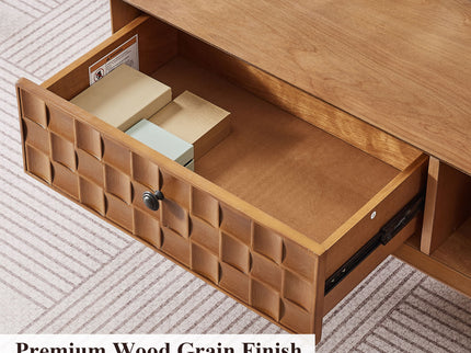 Coffee Table With Hidden Drawer And Open Shelf