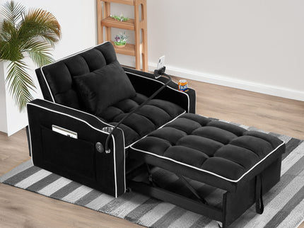 Convertible Sleeper Chair Sofa Bed Adjustable Pull Out Sleeper Chair Bed Multi-Pockets Folding Sofa Bed For Living Room Bedroom Small Space, 3 In 1 Sofa Bed