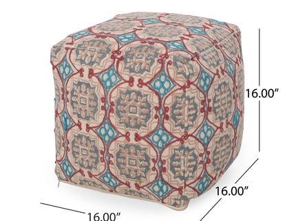 Amelia - Handcrafted Fabric Pouf, Rustic Elegance - Multicolored