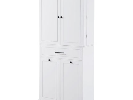 Freestanding Bathroom Storage Cabinet With Doors, Drawers, And Tilt Out Laundry Hamper - White