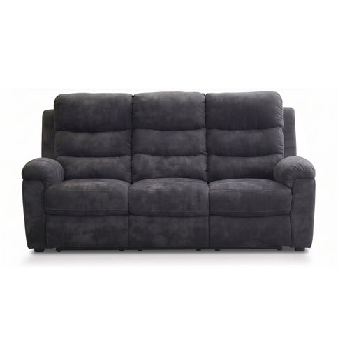 3 Seater Manual Recliner Sofa With 150° Recline, 2 Adjustable Side Seats, Extended Footrest, Oversized Seating For Living Room - Dark Gray