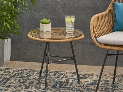 Petrichor - Outdoor Side Table With Tempered Glass And Steel Frame
