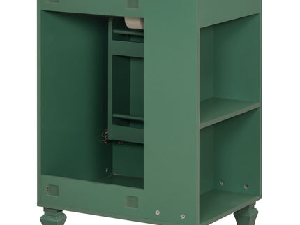 Classic Retro Bathroom Vanity With Sink, Door Shelf, Side Open Storage Frame