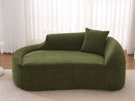 Compression Curved Chaise Longue Chair Indoor Loveseat Sofa Bed With Deep Seat And Pillow - Green