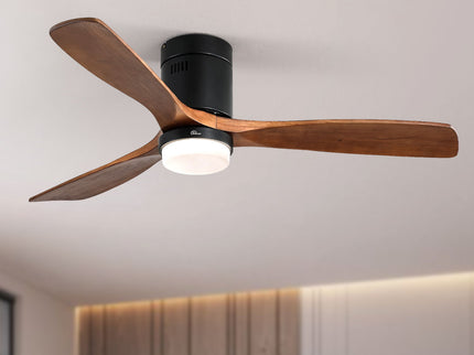 Indoor Ceiling Fan With Lights, Reversible DC Motor, Remote Control - Black