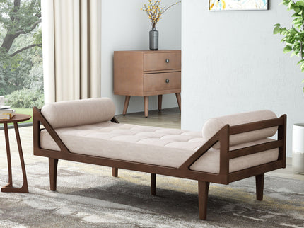 Chic Contemporary Chaise Lounge With Button Tufting And Bentwood Structure