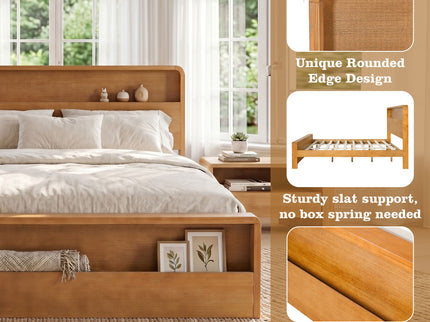 Bed Frame With Dual Open Storage Headboard And Footboard