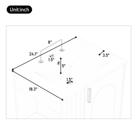 Classic Retro Bathroom Vanity With Sink, Door Shelf, Side Open Storage Frame