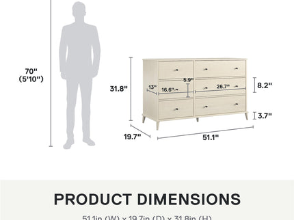 Farnsworth - 6 Drawer Dresser - Ivory