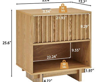 Nightstand With Hidden Charging Station USB Ports & Outlet Hole