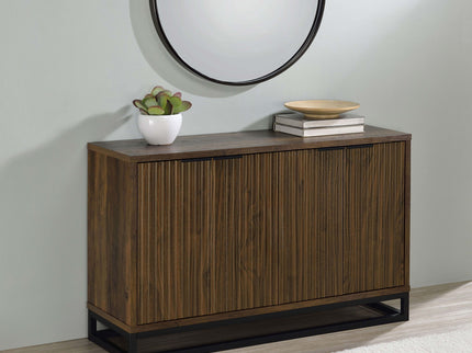 Thurston - 4 Door Accent Cabinet Carved Doors - Dark Brown