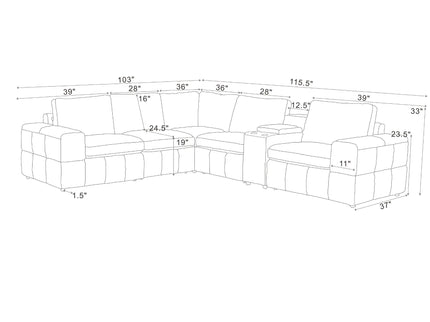 Modular Sectional With Large Square Arms
