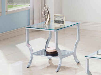 Porch & Den - Square Top End Table Elegance Glass - Chrome