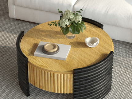 Modern Colorblocked Striped Coffee Table With Flip Top Storage