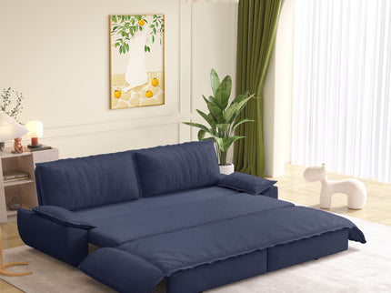 Queen Pull Out 3 In 1 Convertible Sleeper Sofa Bed - Blue