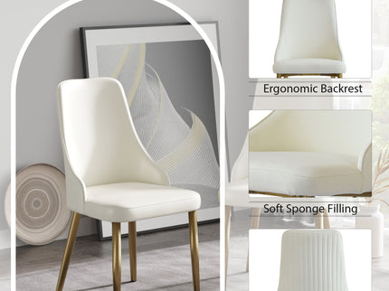 Modern Sponge-Filled Dining Chair, Solid Wood Metal Legs, Suitable For Restaurants, Living Rooms And Rooms (Set of 2) - White