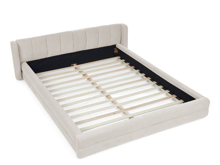 Modern Upholstered Bed Frame With Thick Fabric And Headboard