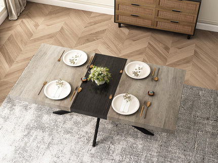 Retro Rectangular Stretch Dining Table With Embossed Center Plate