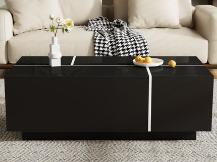 Extendable Coffee Table With 2 Hidden Storage Space And 2 Drawers For Living Room