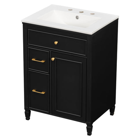 Freestanding Bathroom Vanity With Sink, Soft Close Door, Tip Out Drawer