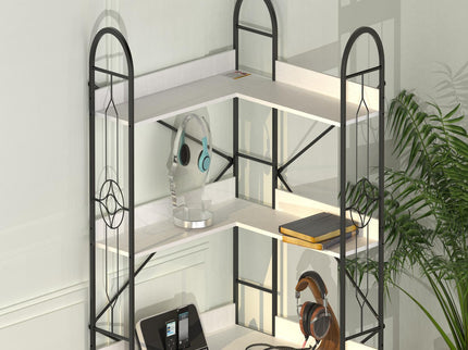 Industrial Style Corner Bookshelf With Thickened Iron Frame