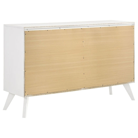 Dresser With Mirror, Angled Legs, Round Knobs - White
