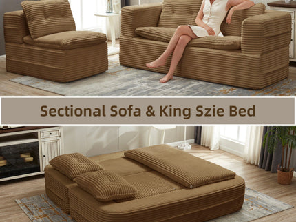 Multi Functional Sectional Sofa Bed With Independent Chaise Lounge And Functional Blanket