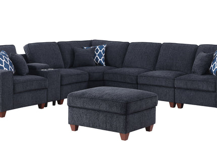 Gina - Sectional Sofa With Ottoman - Black