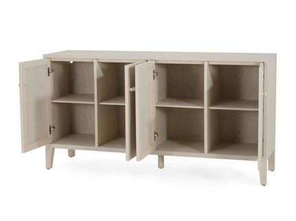 Wood Sideboard With Adjustable Shelves And Storage Cabinet - White Washed