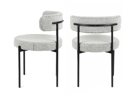 Burbank - Modern Round Boucle Dining Chairs (Set of 2) - Black / White