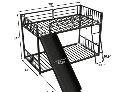 Metal Bunk Bed With Slide, Durable Steel Frame