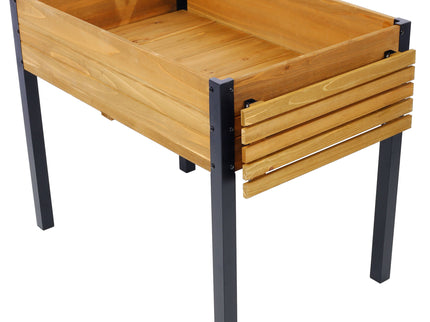 Raised Garden Bed With Metal Legs And Folding Storage Shelf