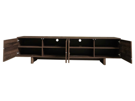 TV Stand For TVs Up To 85", Entertainment Center, Cable Management, Push Openers, Soft Closing Hinges & Adjustable Shelves - Dark Brown