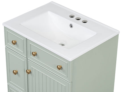 Transitional Style Bathroom Vanity Cabinet With Ceramic Sink