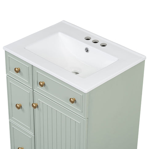 Transitional Style Bathroom Vanity Cabinet With Ceramic Sink