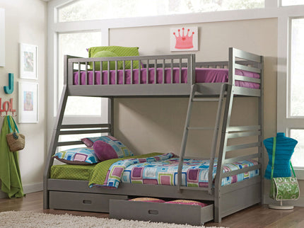Keira - 2 Drawer Twin Over Full Bunk Bed - Gray