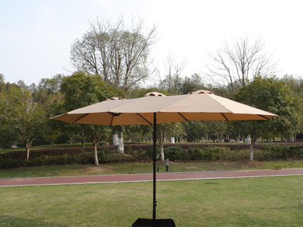 Double- Sided Outdoor Market Umbrella With Lights And Base