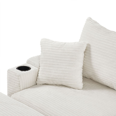 Modern Style Loveseat Sofa Sectional Sofa Couch With Storage Space, A Movable Ottoman, Two USB Ports, Two Cup Holders, A Phone Holder For Living Room
