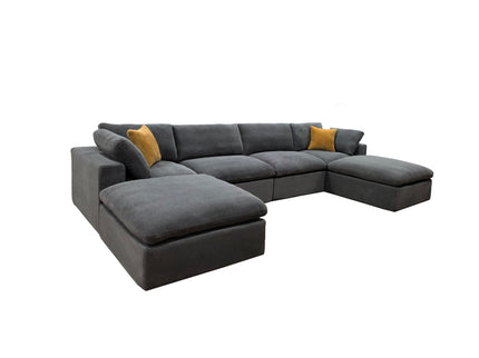 Upholstery Full Compressed Modular Sectional With Toss Pillows - Light Gray