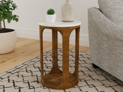 Eaton - Round Side Table - Brown / White
