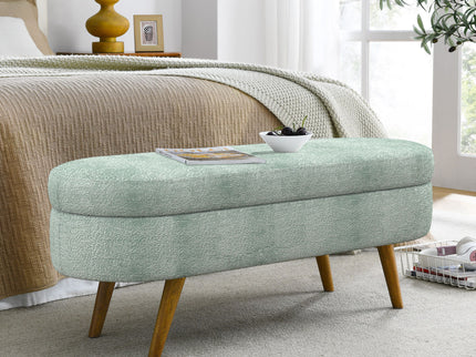 Modern Ottoman Oval Storage Bench With Rubber Wood Legs