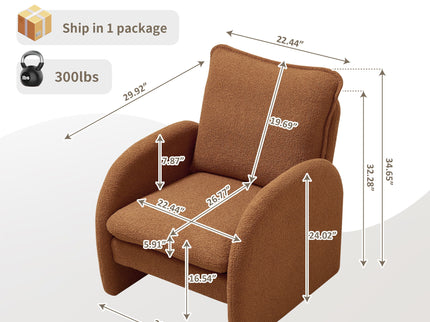 Modern Sherpa Upholstered Accent Chair, Comfortable Living Room Armchair, Lounge Chair For Bedroom, And Office