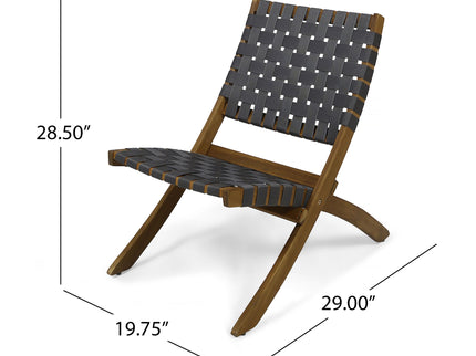Solidago - Outdoor And Strapping Belt Folding Chairs, (Set of 2) - Black / Brown