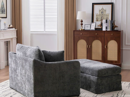 Accent Chair With Ottoman, Includes 2 Bolster Pillows