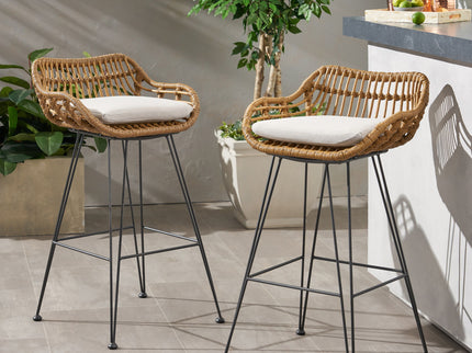 Outdoor Rattan Bar Chair With Metal Legs