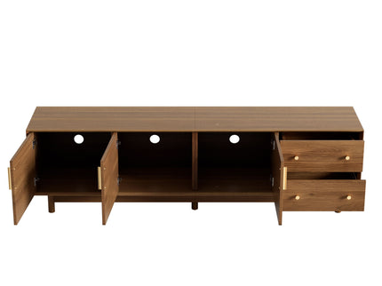 70" TV Stand With Beveled Edge Design - Brown