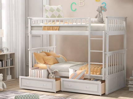 Twin Over Twin Bunk Bed With Drawers, Convertible Beds