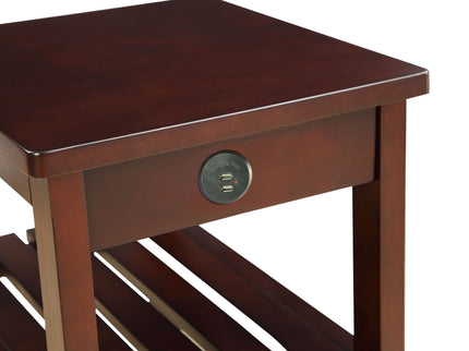 Wasaki - Accent Table With USB - Espresso